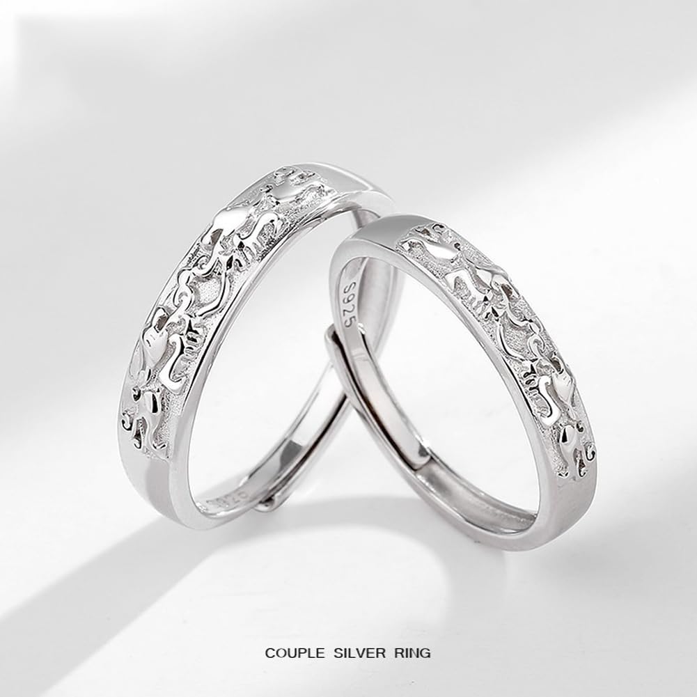 Rockyu ペアリング 貔貅モチーフ シルバー925 フリーサイズ 2個セット 開運お守り