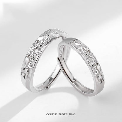 Rockyu ペアリング 貔貅モチーフ シルバー925 フリーサイズ 2個セット 開運お守り