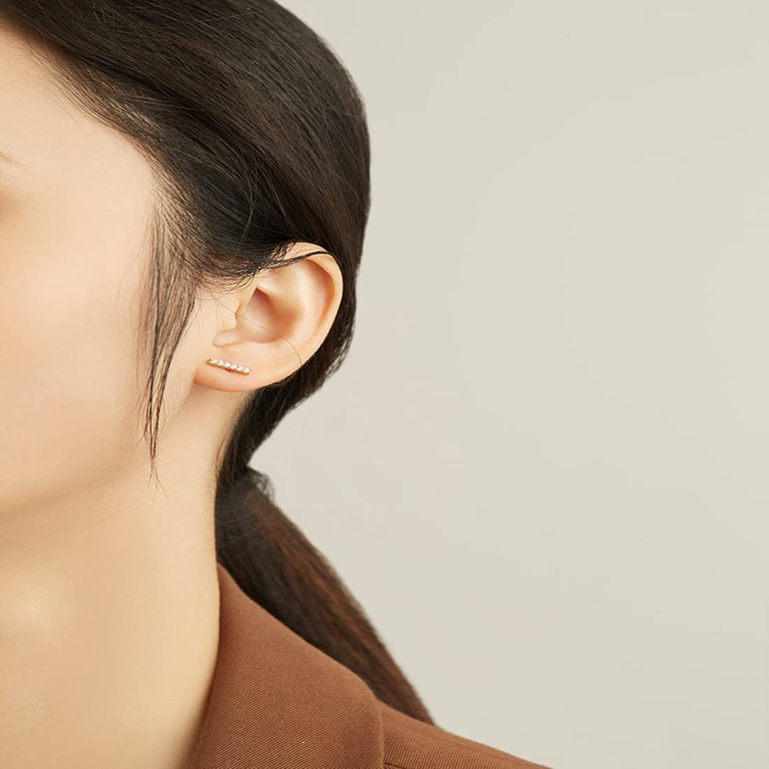 Rockyu ピアス レディース 小さめ シルバー925 ピンクゴールド スワロフスキー ジルコニア ヘリックス&トラガス対応 アレルギー対応