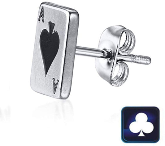 Rockyu ピアス メンズ レディース トランプカード シルバー925 スタッド アクセサリー