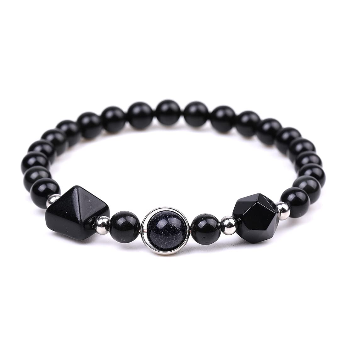 Rockyu 天然石ブレスレット レディース パワーストーン ピラミッドビーズデザイン