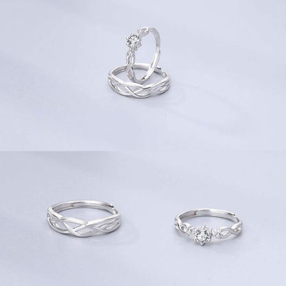 Rockyu 指輪 メンズ シルバー925 ペアリング ツイストデザイン フリーサイズ 結婚婚約