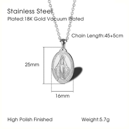 Rockyu ネックレス レディース メンズ 奇跡のメダイ ペンダント 聖母マリア コインネックレス シルバー＆ゴールド
