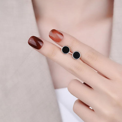 ピアス レディース メンズ シルバー925 丸型 ブラックエナメル スタッドピアス