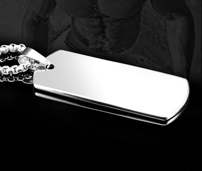 Rockyu ネックレス メンズ タングステンプレート 長方形ペンダント ベネチアンチェーン