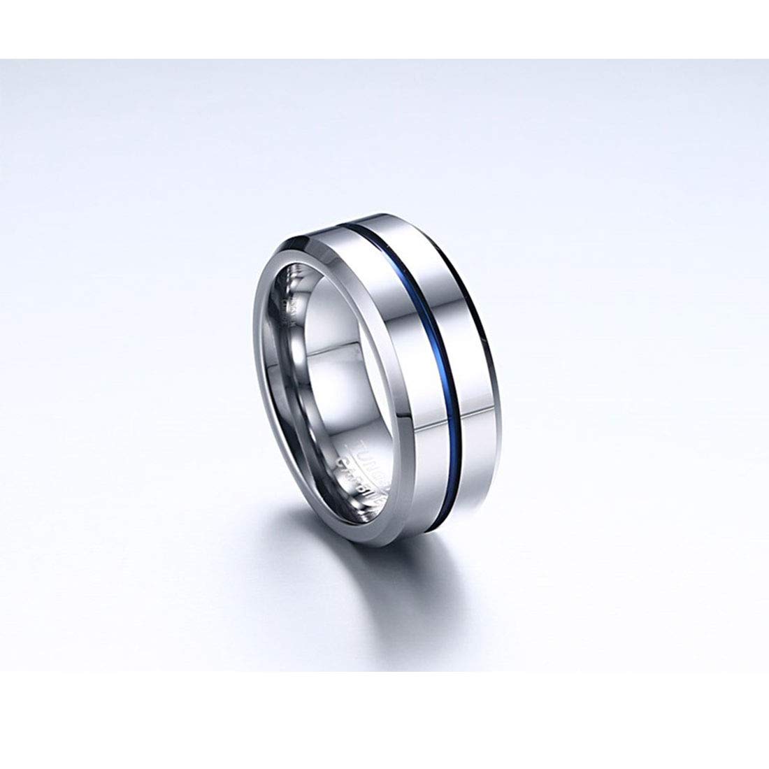タングステンカーバイドリング メンズ 8mm シルバー ヘアライン×光沢仕上げ 指輪