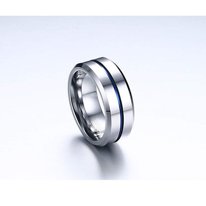 タングステンカーバイドリング メンズ 8mm シルバー ヘアライン×光沢仕上げ 指輪