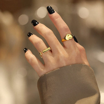 Rockyu ハートリング レディース シルバー925 ゴールド フリーサイズ 金属アレルギー対応 鏡面仕上げ