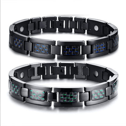 Rockyu ブレスレット メンズ 磁気 ゲルマニウム 静電気除去 ステンレス チェーン風デザイン