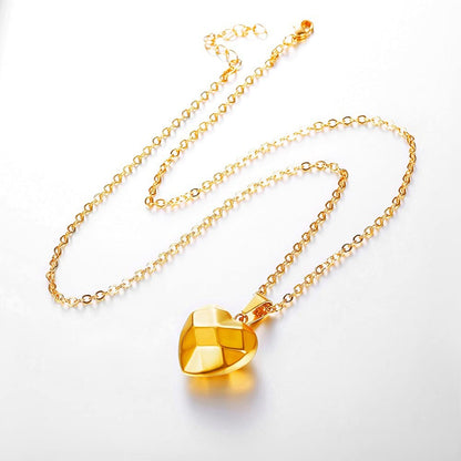 Rockyu ネックレス レディース ハートペンダント チタン製 シンプル シルバー＆ゴールド 18Kメッキ