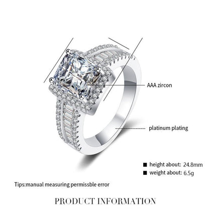 Rockyu プラチナメッキ レディースリング AAAジルコニア 太めデザイン シルバー色