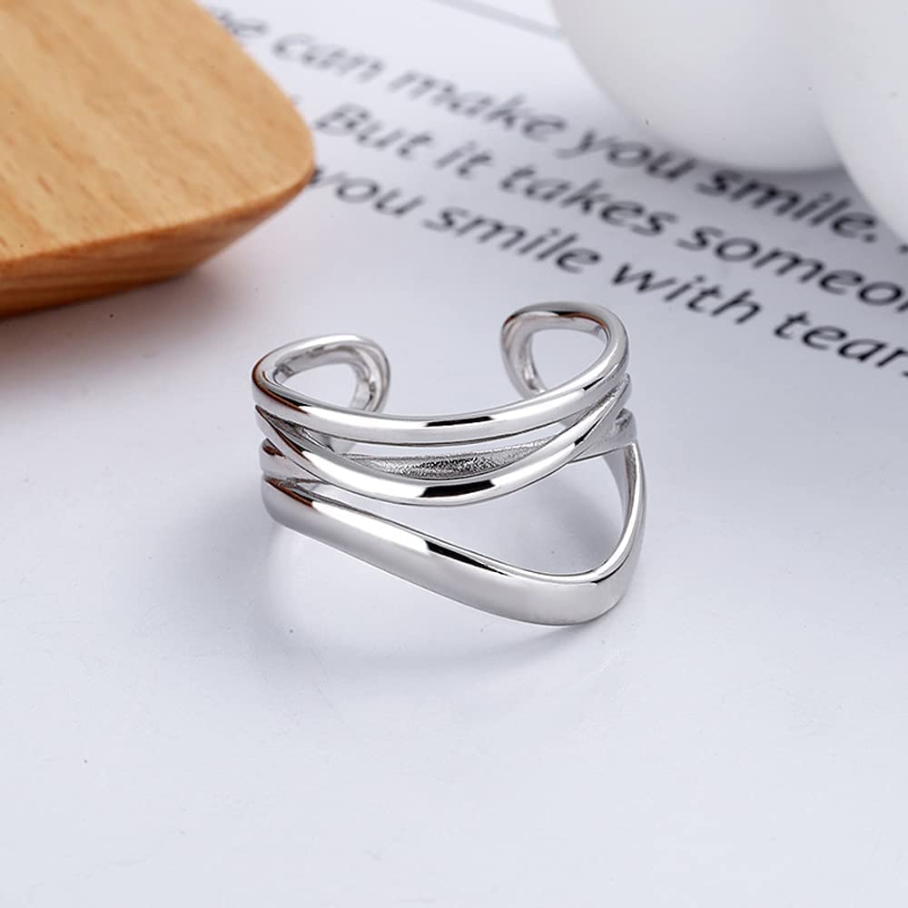 Rockyu レディース多連クロスリング フリーサイズ シルバー ゴールド 金属アレルギー対応