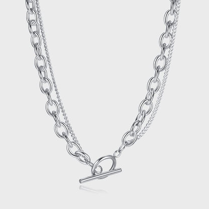 Rockyu 二連マンテルネックレス レディース シルバー