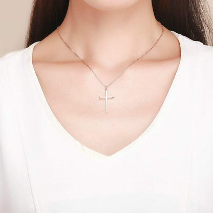 Rockyu レディース 十字架 シルバー ネックレス ステンレス シンプル