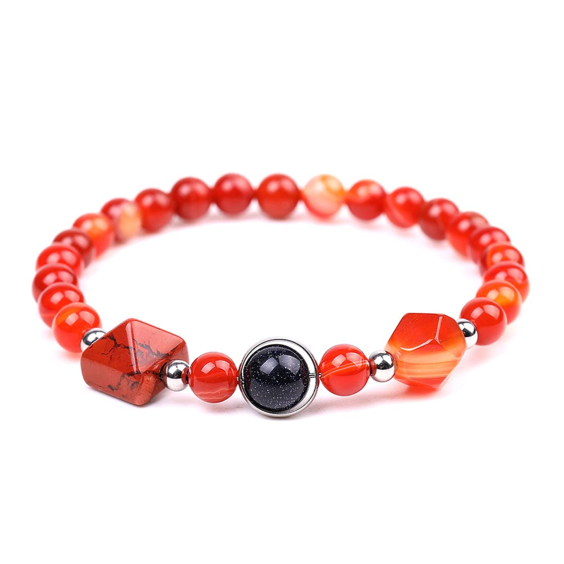 Rockyu 天然石ブレスレット レディース パワーストーン ピラミッドビーズデザイン