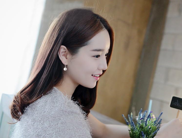 Rockyu イヤリング レディース フープ パール 揺れる シルバー ステンレス製 丸形 ピアス風 アクセサリー