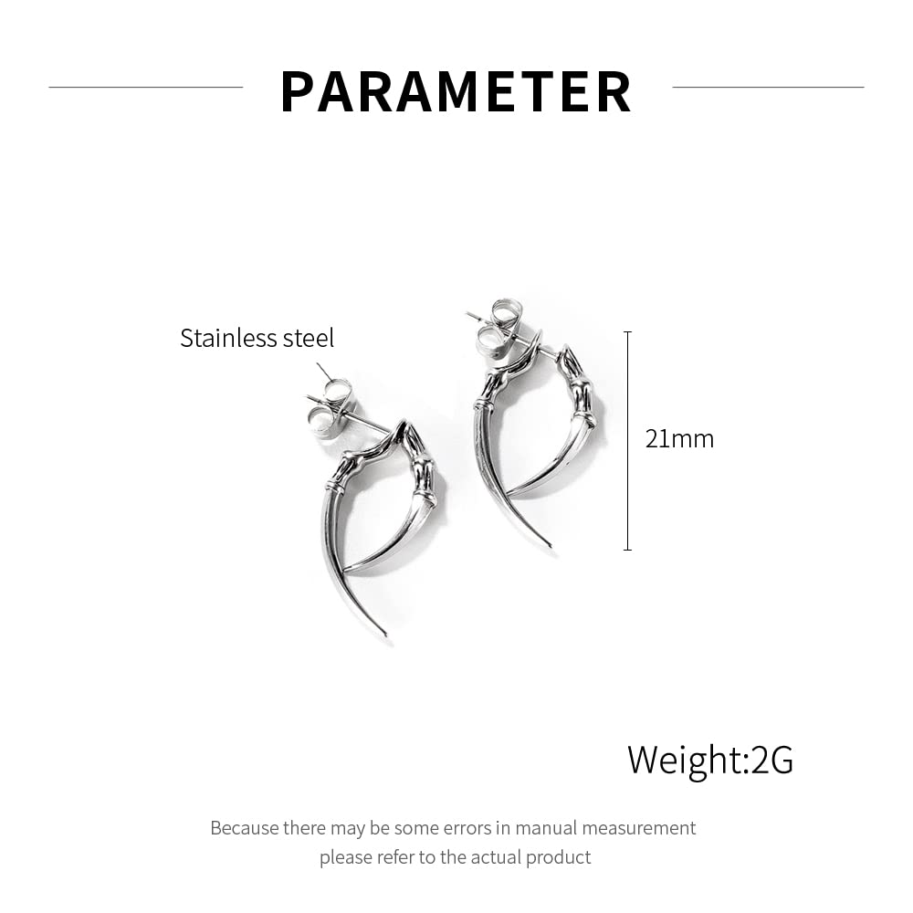 Rockyu メンズピアス シルバー ステンレス製 クロー×ブレードデザイン 金属アレルギー対応