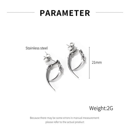 Rockyu メンズピアス シルバー ステンレス製 クロー×ブレードデザイン 金属アレルギー対応