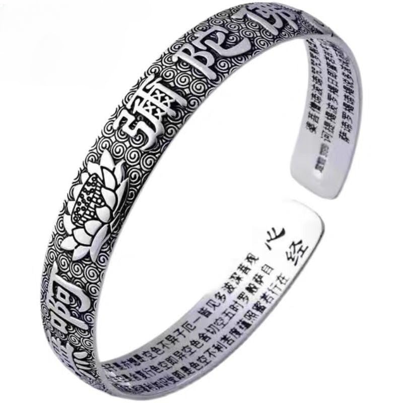 バングル レディース メンズ 般若心経刻印 シルバー お守り 開運アクセサリー