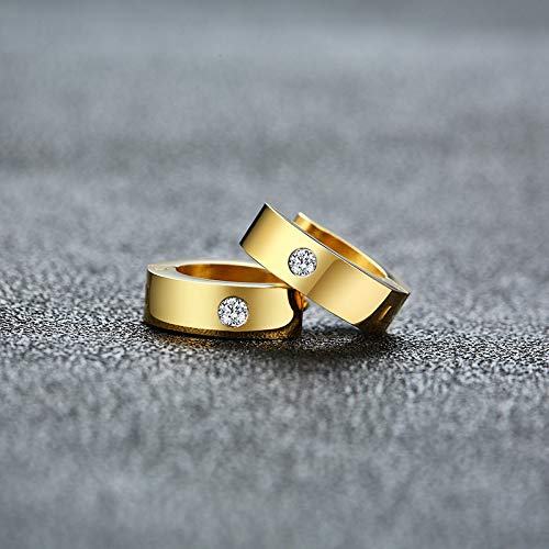 Rockyu フープピアス メンズ レディース兼用 ジルコニア付き 太めリング ステンレス製 金属アレルギー対応 4色展開