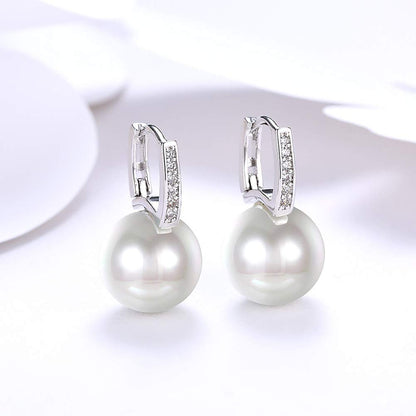 Rockyu シャンパンゴールド＆シルバー パールドロップピアス ジルコニア付き レディース