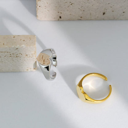 Rockyu ハートリング レディース シルバー925 ゴールド フリーサイズ 金属アレルギー対応 鏡面仕上げ