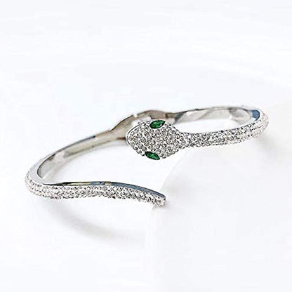 Rockyu 蛇形ブレスレット レディース 18K仕上げ ジルコニア 純チタン製