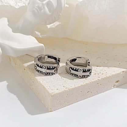 Rockyu クロスデザインステンレスフープピアス メンズ レディース