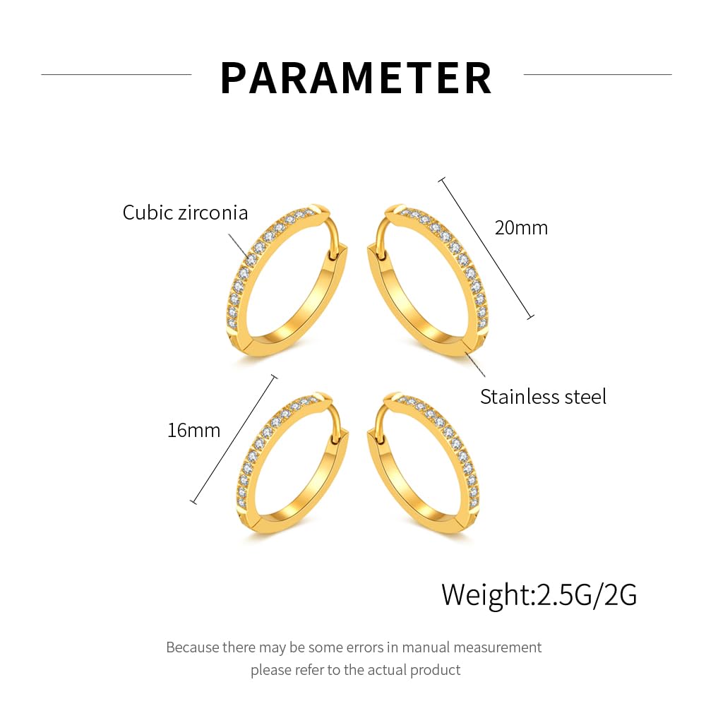 ピアス レディース ゴールド シルバー フープピアス ジルコニア 16mm 20mm 2サイズ展開 ステンレス製 金属アレルギー対応 両耳用 小さめ 軽量 フープジュエリー 誕生日 記念日 プレゼント