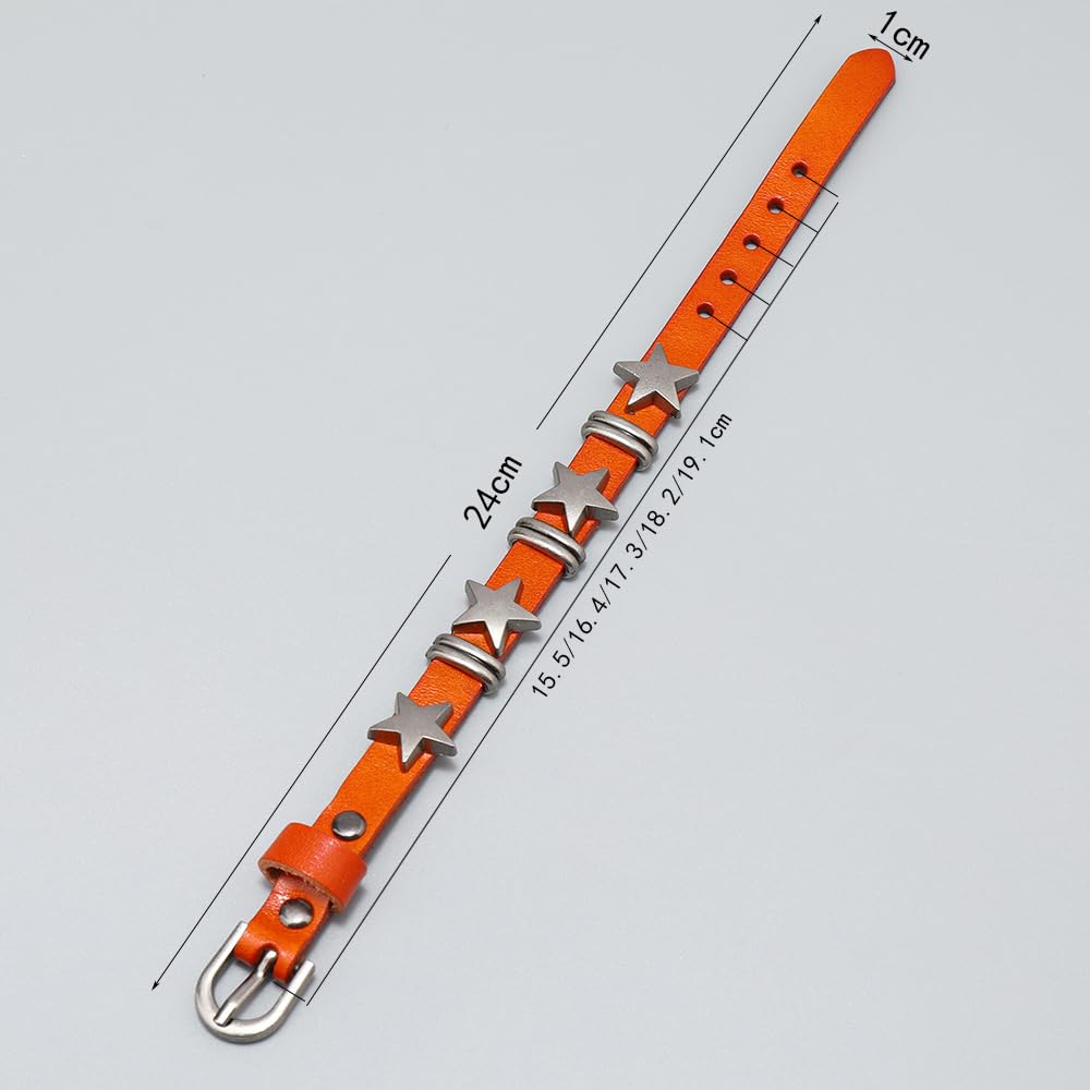 Rockyu メンズ レザー スタースタッズ ブレスレット パンク＆ヴィンテージ風