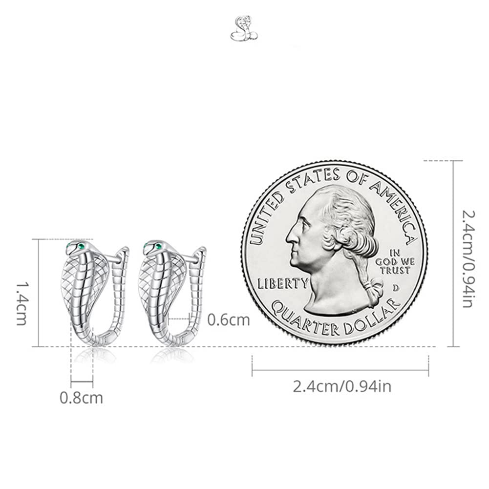 Rockyu レディース スネークピアス S925シルバー コブラデザイン 緑ジルコニア入り アレルギー対応