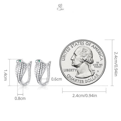 Rockyu レディース スネークピアス S925シルバー コブラデザイン 緑ジルコニア入り アレルギー対応