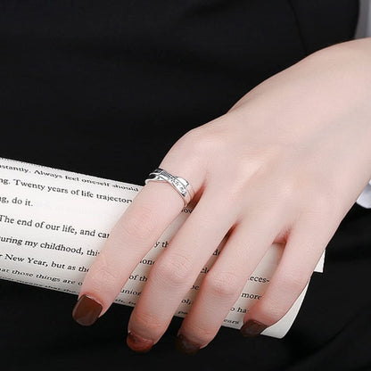 Rockyu 英語メッセージ入りリング S925シルバー レディース フリーサイズ クロスデザイン