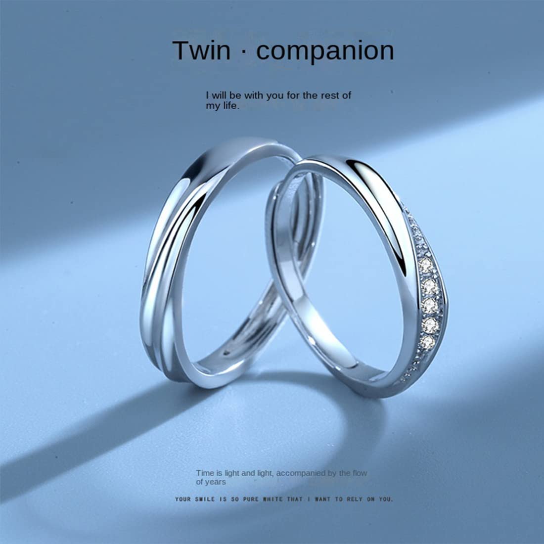 Rockyu ペアリング 純銀 シンプルデザイン シルバー925 メンズ＆レディース フリーサイズ
