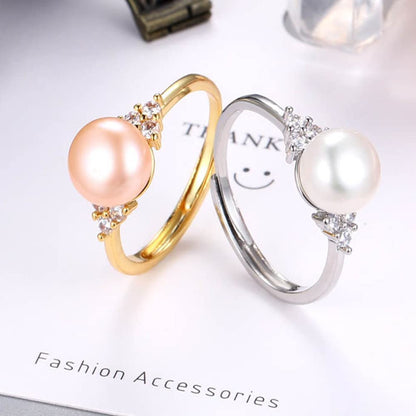 Rockyu レディース フリーサイズ パールリング シンプル 上品デザイン