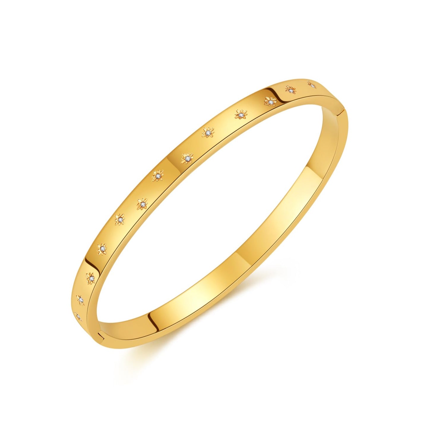 バングル レディース ゴールド シルバー ステンレス 金属アレルギー対応 ジルコニア シンプルデザイン