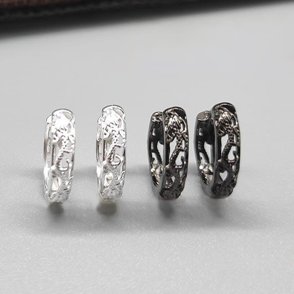 Rockyu メンズリングピアス 貔貅モチーフ 透かし彫り シルバー925 アレルギー対応 神秘的デザインアクセサリー