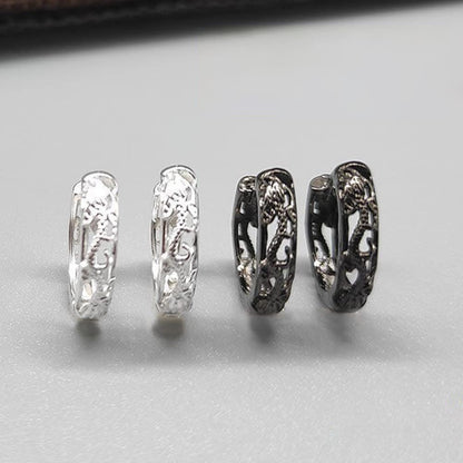 Rockyu メンズリングピアス 貔貅モチーフ 透かし彫り シルバー925 アレルギー対応 神秘的デザインアクセサリー