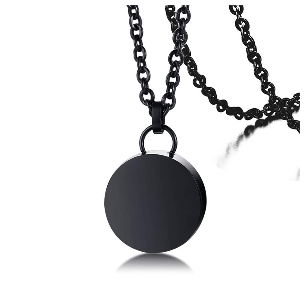 Rockyu サークル型メモリアルネックレス メンズ ステンレス製 遺骨カプセル ロング60cmチェーン