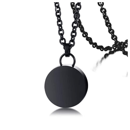 Rockyu サークル型メモリアルネックレス メンズ ステンレス製 遺骨カプセル ロング60cmチェーン