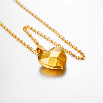 Rockyu ネックレス レディース ハートペンダント チタン製 シンプル シルバー＆ゴールド 18Kメッキ