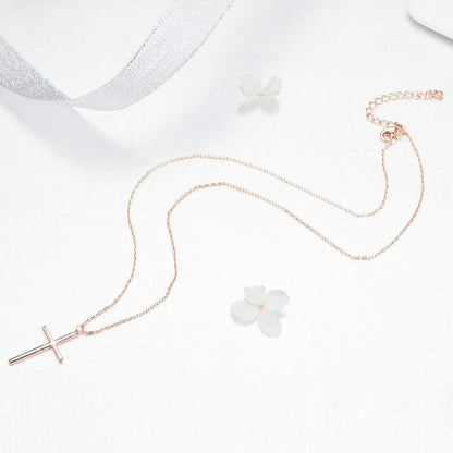 Rockyu レディース 十字架 シルバー ネックレス ステンレス シンプル