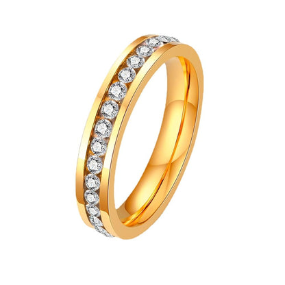 Rockyu レディースリング ステンレス エタニティデザイン AAA級ジルコニア ハーフタイプ 金属アレルギー対応 記念日ギフト