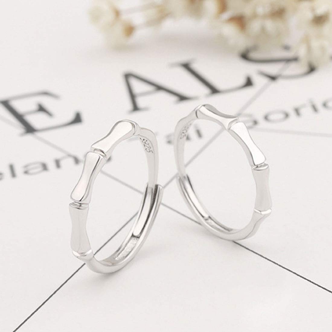 Rockyu 竹モチーフ ペアリング シルバー925 メンズ レディース フリーサイズ 結婚・婚約用