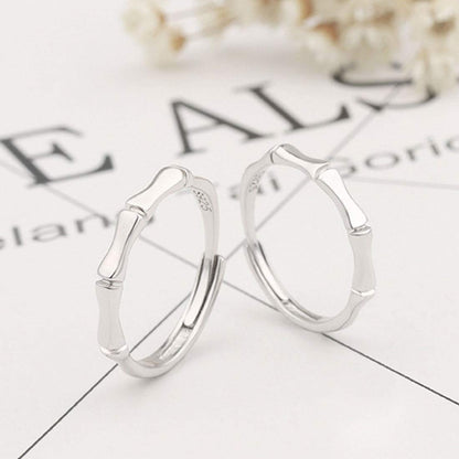 Rockyu 竹モチーフ ペアリング シルバー925 メンズ レディース フリーサイズ 結婚・婚約用