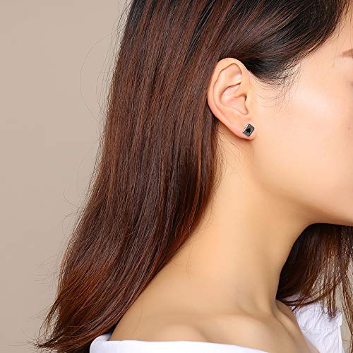 Rockyu スペードAピアス レディース シルバー＆ブラック ステンレス製 スタッドイヤリング