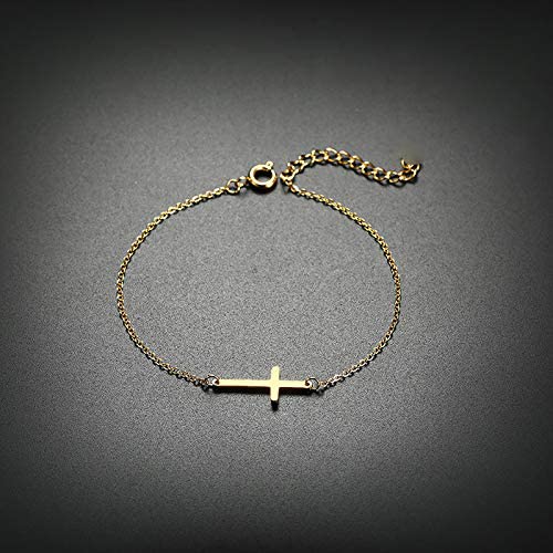 Rockyu クロスデザイン ネックレス＆ブレスレット ステンレス ゴールド／シルバー レディース