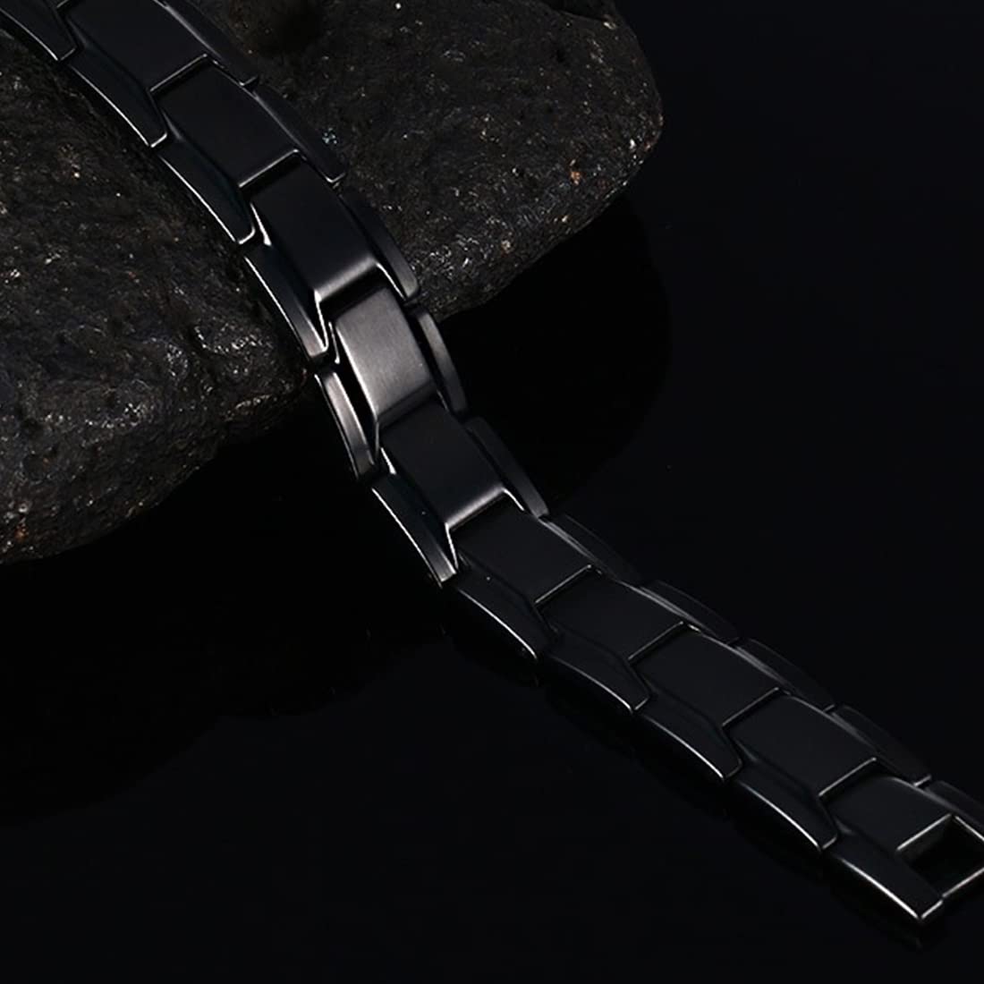 Rockyu 磁気ゲルマニウムブレスレット メンズ レディース ステンレス チェーンバングル 静電気対策 血行サポートデザイン