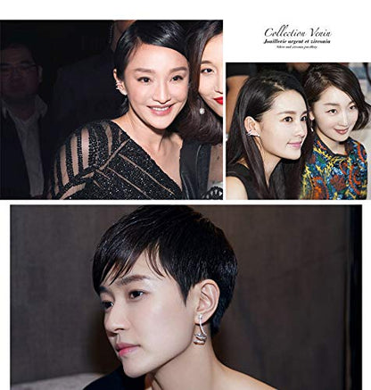 Rockyu 蛇モチーフ 2Wayピアス レディース シルバー925 揺れる＆挟む 軟骨対応 両耳用