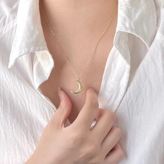 Rockyu 月ネックレス レディース シルバー925 三日月ペンダント ジルコニア入り 可愛いデザイン